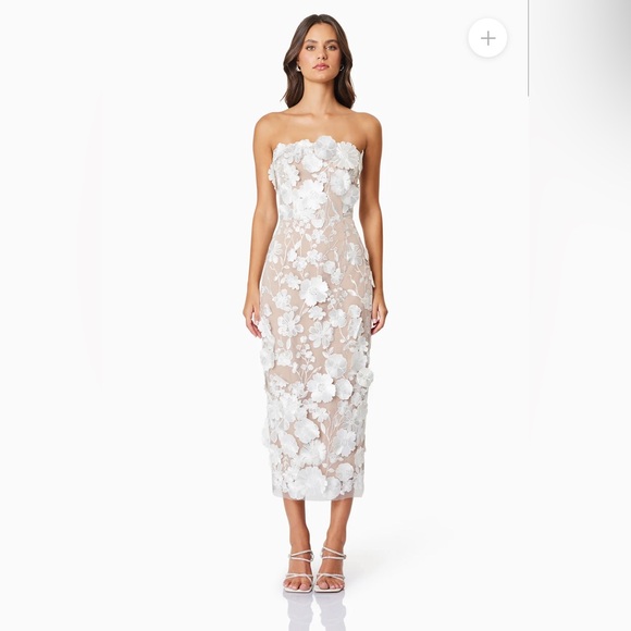 ELLIATT Helena Strapless Floral Midi Dress - Picture 1 of 3